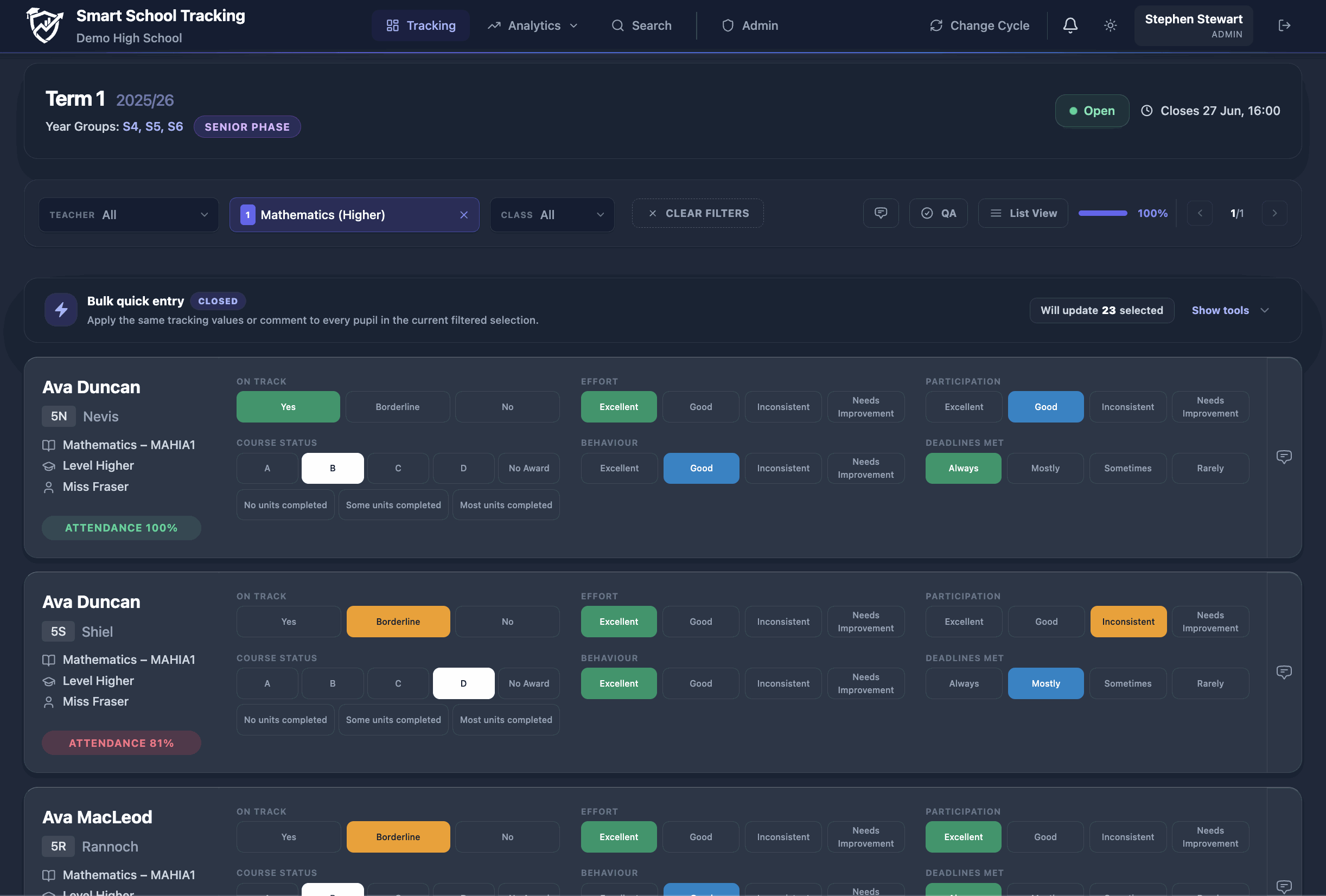 Smart School Tracking - pupil tracking software Scotland and school tracking system Scotland dashboard